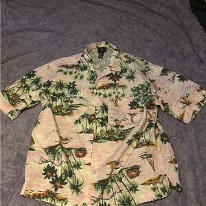 H&M Scenic Print Shirt with Green and White